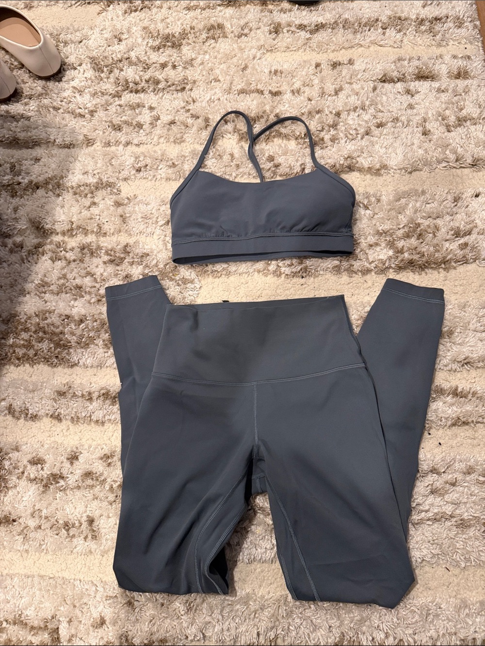 lululemon athletica Charcoal Gray High-Rise Leggings with Strappy Bra